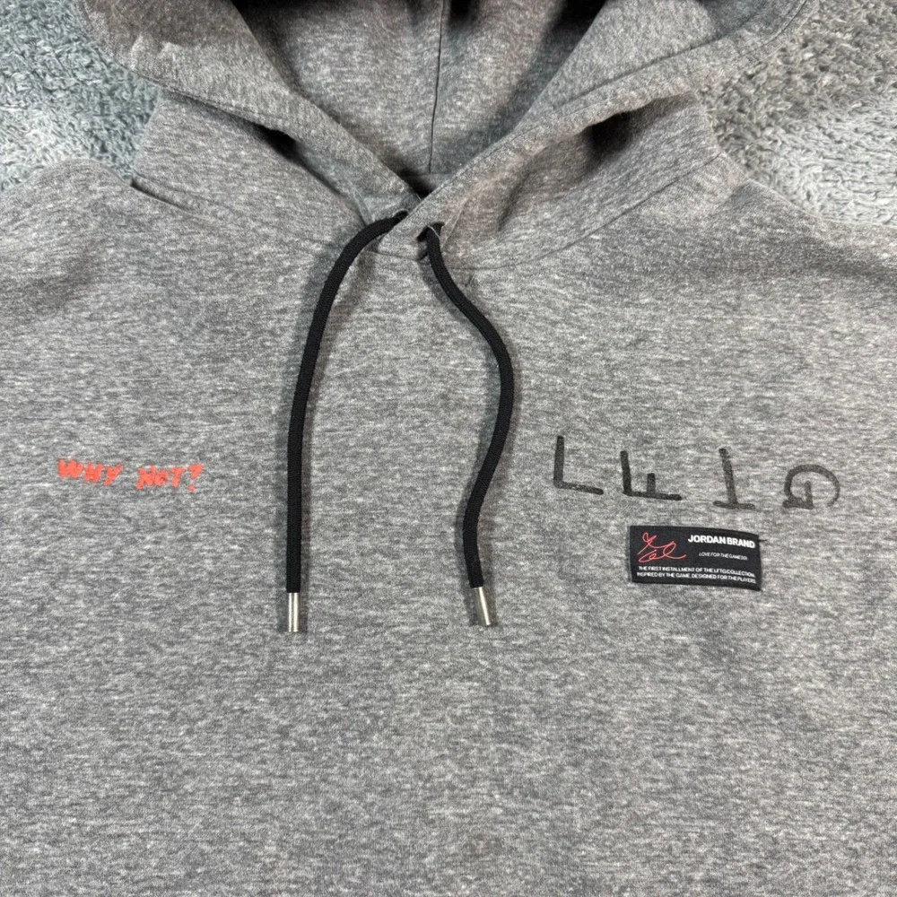 Jordan‎ Russell Westbrook Why Not LFTG Hoodie Mens Large Grey Graphic Sweatshirt